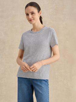 Hobbs Adaline Relaxed Fit Stripe T-Shirt, White/Navy, White/Navy
