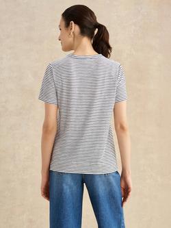 Hobbs Adaline Relaxed Fit Stripe T-Shirt, White/Navy - view 2, White/Navy