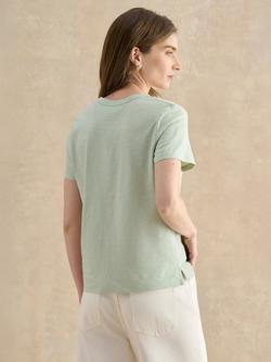 Hobbs Arianna V-Neck Slub T-Shirt, Aqueous Green - view 2, Aqueous Green