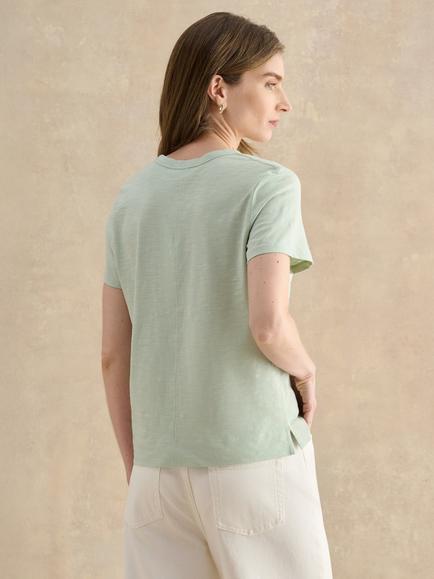 Hobbs Arianna V-Neck Slub T-Shirt, Aqueous Green - view 2, Aqueous Green