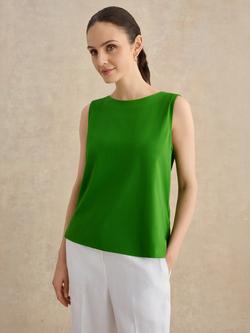 Hobbs Fern Back Button Sleeveless Top, Emerald Green