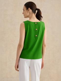 Hobbs Fern Back Button Sleeveless Top - view 2, Emerald Green