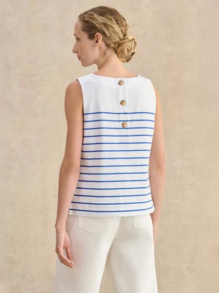 Hobbs Fern Stripe Sleeveless Top, White/Blue - view 2, White/Blue