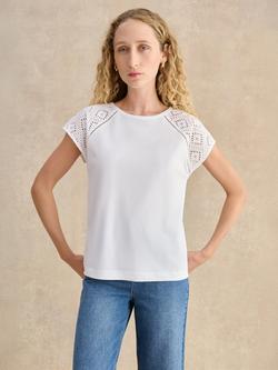 Hobbs Ivana Broderie Anglaise T-Shirt, White