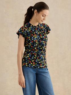 Hobbs Lila Floral Top, Navy/Multi, Navy/Multi