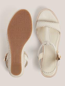 Hobbs Alyssa Leather Wedge Heel Espadrille Sandals, Warm Ivory - view 2, Warm Ivory
