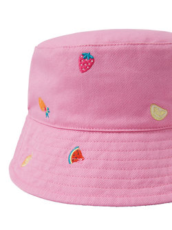 Angels by Accessorize Kids' Fruit Embroidery Bucket Hat, Pink - view 2, Pink