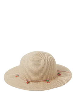 Angels by Accessorize Kids' Cherry Charm Straw Hat, Natural, Natural