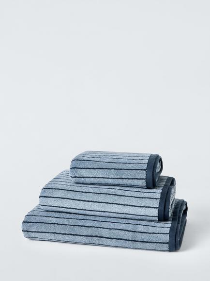 John Lewis Egyptian Cotton Stripe Towels, Pacific/Midnight
