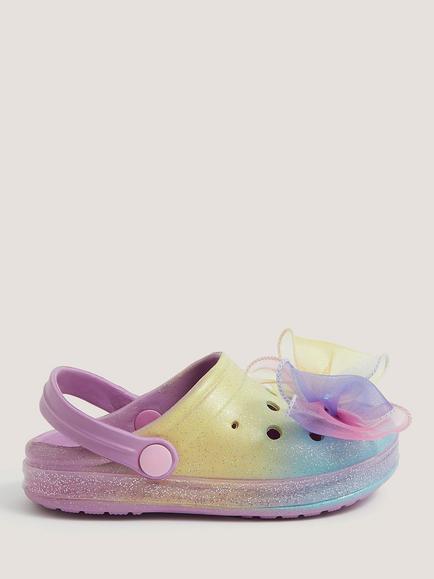 Monsoon Kids' Bow Glitter Ombre Clogs, Multi, Multi