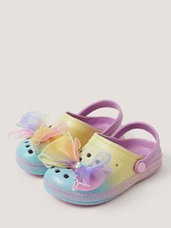 Monsoon Kids' Bow Glitter Ombre Clogs, Multi - view 2, Multi