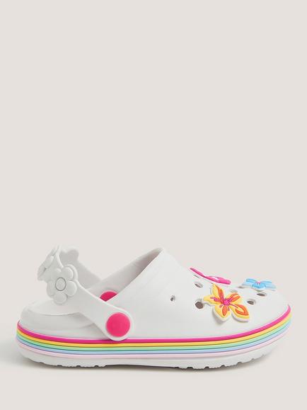 Monsoon Kids' Tropical Flower Clogs, White, White