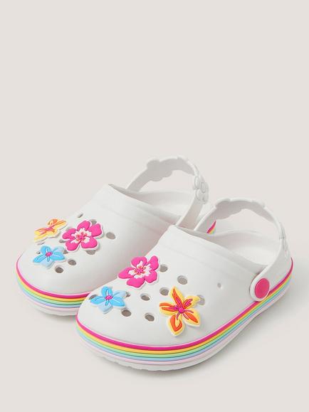 Monsoon Kids' Tropical Flower Clogs, White - view 2, White