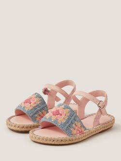 Monsoon Kids' Crochet Flower Espadrille Sandals, Multi - view 2, Multi