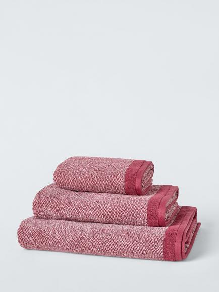 John Lewis Egyptian Cotton Marl Towels, Pale Pink/Cranberry