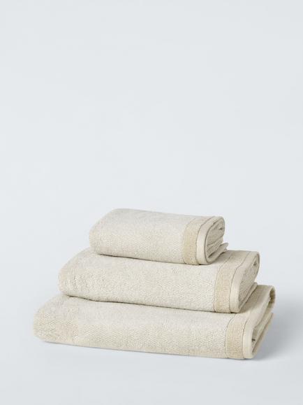 John Lewis Egyptian Cotton Marl Towels, Linen / White