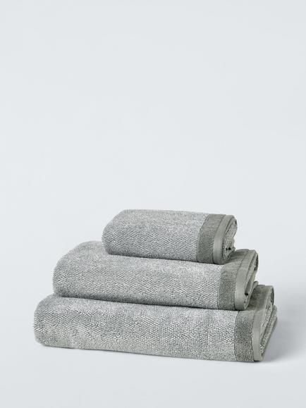 John Lewis Egyptian Cotton Marl Towels, Dove Grey / White