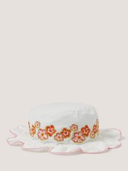 Monsoon Baby Embroidered Bucket Hat, White/Multi, White/Multi