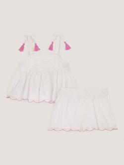 Monsoon Baby Giraffe Embroidered Top and Shorts Set, Ivory - view 2, Ivory