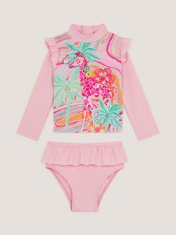 Monsoon Baby Giraffe Long Sleeve Swim Set, Pink/Multi, Pink/Multi