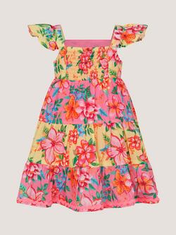 Monsoon Baby Flutter Sleeve Floral Dress, Multi - view 2, Multi