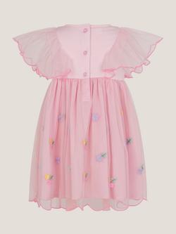 Monsoon Baby Tulle Short Sleeve Butterfly Dress, Pink/Multi - view 2, Pink/Multi