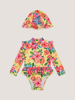 Monsoon Baby Long Sleeve Swimsuit and Hat Set, Multi, Multi