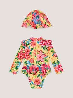 Monsoon Baby Long Sleeve Swimsuit and Hat Set, Multi - view 2, Multi