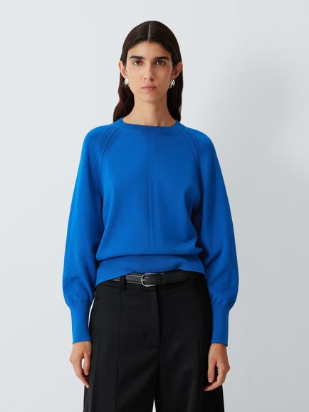 John Lewis Cotton Knit Raglan Seam Sweatshirt, Cobalt, Cobalt