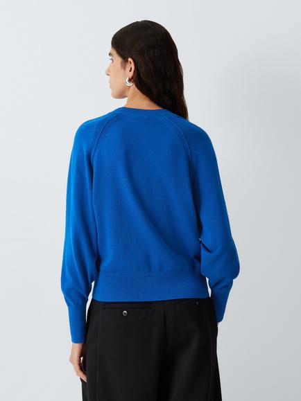 John Lewis Cotton Knit Raglan Seam Sweatshirt, Cobalt - view 2, Cobalt