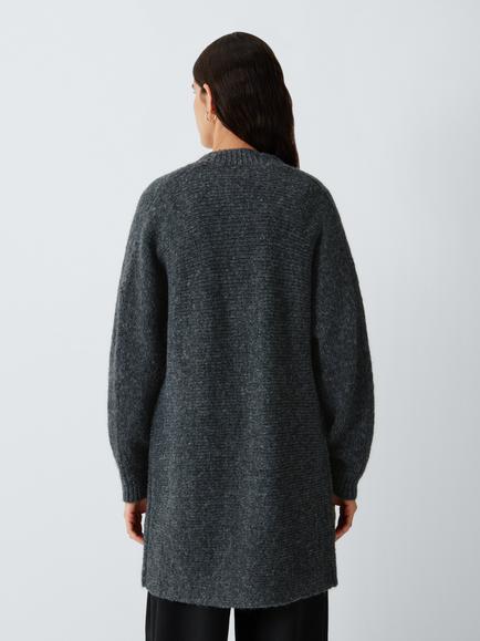 John Lewis Alpaca Blend Edge to Edge Knitted Cardigan - view 2, Charcoal