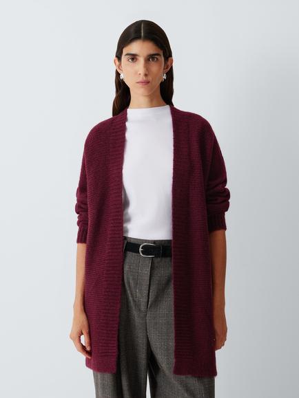 John Lewis Alpaca Blend Edge to Edge Knitted Cardigan, Fig