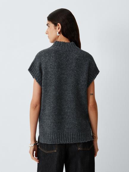 John Lewis Alpaca Blend Tabbard Vest, Charcoal - view 2, Charcoal