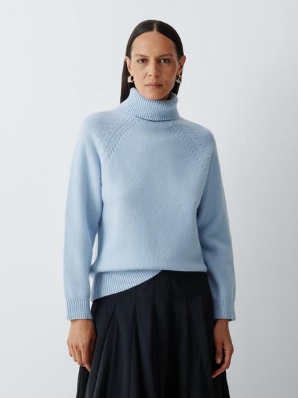 John Lewis Wool Rich Roll Neck Jumper, Pale Blue, Pale Blue