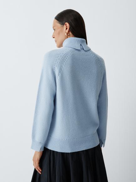 John Lewis Wool Rich Roll Neck Jumper, Pale Blue - view 2, Pale Blue