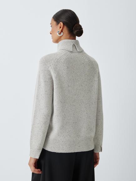 John Lewis Wool Rich Roll Neck Jumper - view 2, Fleck
