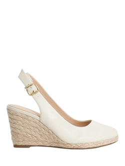 Dune London Capable Leather Wedge Heel Court Shoes, Ecru
