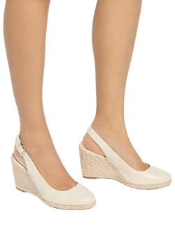 Dune London Capable Leather Wedge Heel Court Shoes - view 2, Ecru