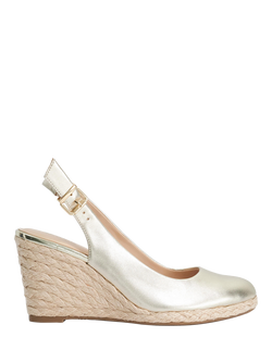 Dune London Capable Leather Wedge Heel Court Shoes, Gold