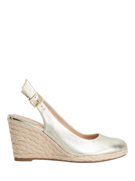 Dune London Capable Leather Wedge Heel Court Shoes, Gold