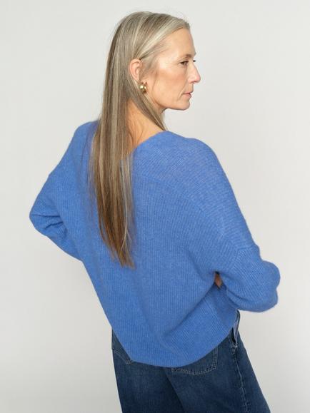 MOS MOSH Thora V-Neck Wool Rich Jumper, Ultramarine - view 2, Ultramarine