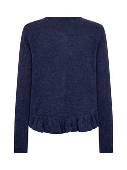MOS MOSH Mape Ruffle Hem Wool Blend Cardigan, Crown Blue - view 2, Crown Blue