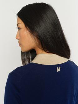 MOS MOSH Contrast Trim Wool Rich Cardigan, Salute Navy - view 2, Salute Navy