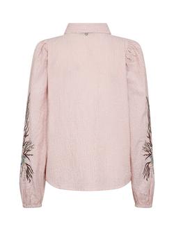 MOS MOSH Embroidered Sleeve Oxford Stripe Shirt, Peachy - view 2, Peachy