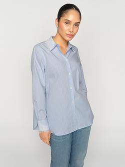 MOS MOSH Elinda Stripe Lace Shirt, Brunnera Blue, Brunnera Blue