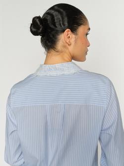 MOS MOSH Elinda Stripe Lace Shirt, Brunnera Blue - view 2, Brunnera Blue