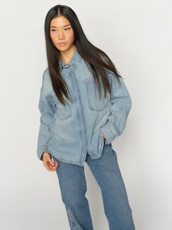 MOS MOSH Emm Embroidered Floral Denim Shirt, Light Blue, Light Blue