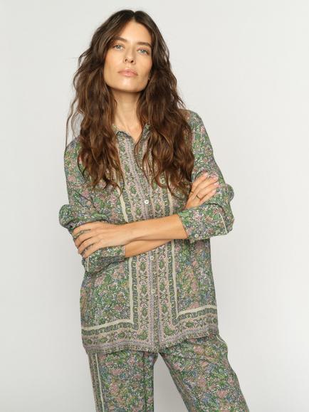 MOS MOSH Kana Orchid Floral Shirt containing LENZING™ ECOVERO™ Viscose, Turf Green, Turf Green