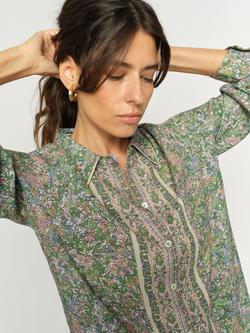 MOS MOSH Kana Orchid Floral Shirt containing LENZING™ ECOVERO™ Viscose, Turf Green - view 2, Turf Green