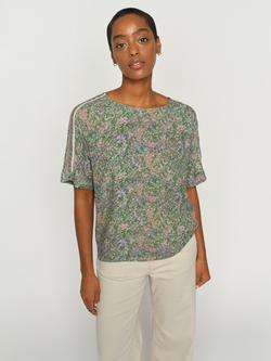 MOS MOSH Palma Orchid Floral Top containing LENZING™ ECOVERO™ Viscose, Turf Green, Turf Green